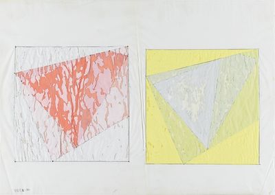 P. Struycken, Zonder titel (1963), gouacheverf en potlood op kalkeer papier, 29,1 x 41,5 cm