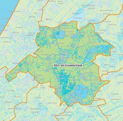 Kaart van Rijn- en Gouwestreek.