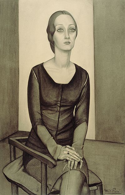 H.M. Parré, Portret van een vrouw (1930), houtskool en krijt op papier, 166 x 86,7 cm