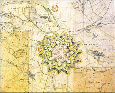 Topografische kaart van Coevorden in 1780.