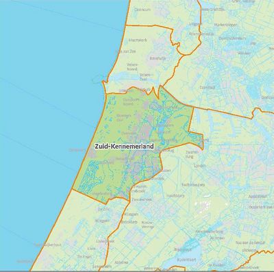 Kaart van Zuid-Kennemerland.