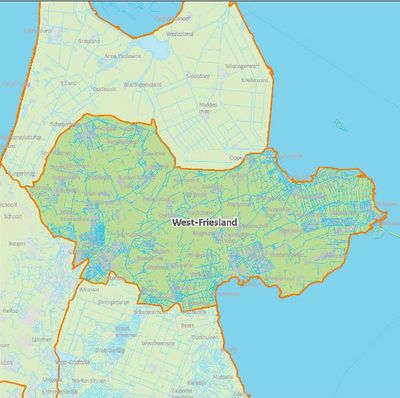 Kaart van West-Friesland.