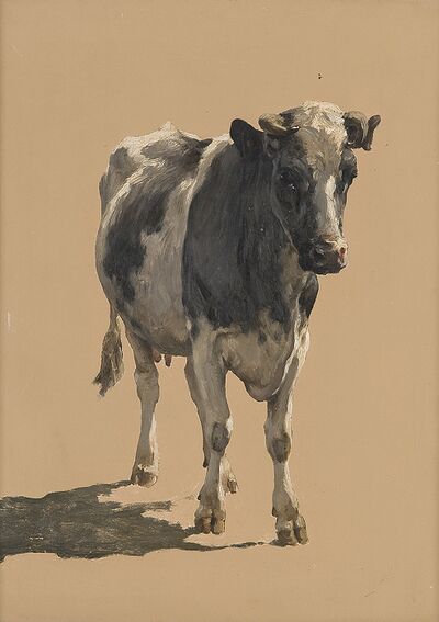 J.H.L. de Haas, studie van een koe (1899), olieverf op papier, 41,5 x 31 cm