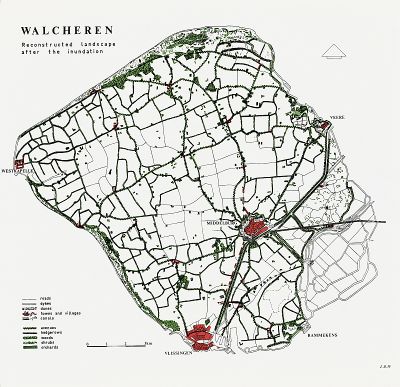 Kaart met Herverkavelingsplan van Walchteren.