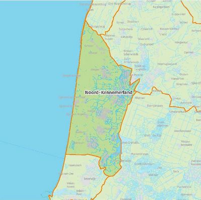 Kaart van Noord-Kennemerland.