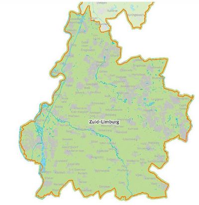 Kaart van Zuid-Limburg.