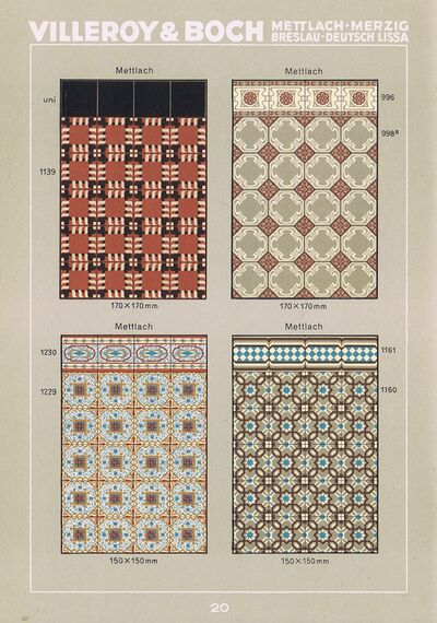 4 verschillende typen vloermotieven uit een catalogus van Villeroy en Bach.