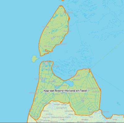 Kaart van Kop van Noord-Holland en Texel.