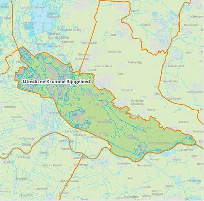 Kaart van Utrecht en Kromme Rijngebied.