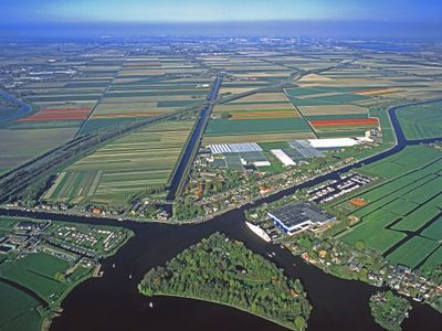 Luchtfoto van de Haarlemmermeerpolder.