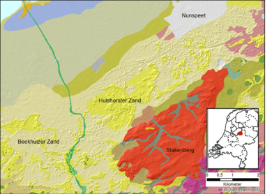 Fragment van de geomorfologische kaart van de omgeving van het Beekhuizer en Hulshorster Zand