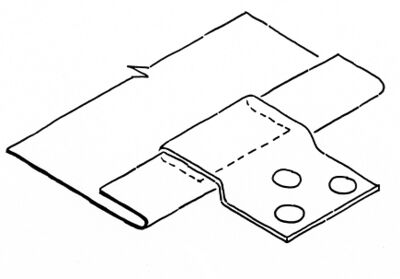 Schematische weergave van de wijze waarop een plaat koper met een klang aan de onderconstructie wordt bevestigd.